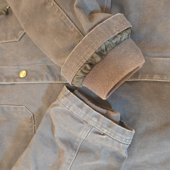 Wrangler Workwear Sherpa Lined Hoodie Duck Jacket Blue Gray Mens XL - Picture 2 of 11